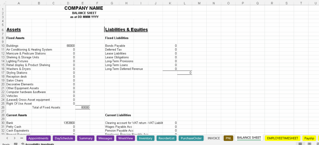hairdresser bookkeeping spreadsheet Excel book keeping templates accounting template 5
